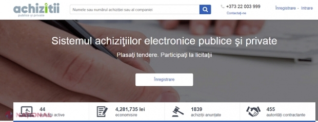 Economie de peste patru MILIOANE de lei din bugetul de stat, datorită plasării anunțurilor de achiziții publice pe o platformă electronică