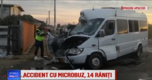Accident CUMPLIT în România, cu implicarea unui microbuz cu pasageri din R. Moldova: 14 persoane transportate la spital, iar un pasager este în comă