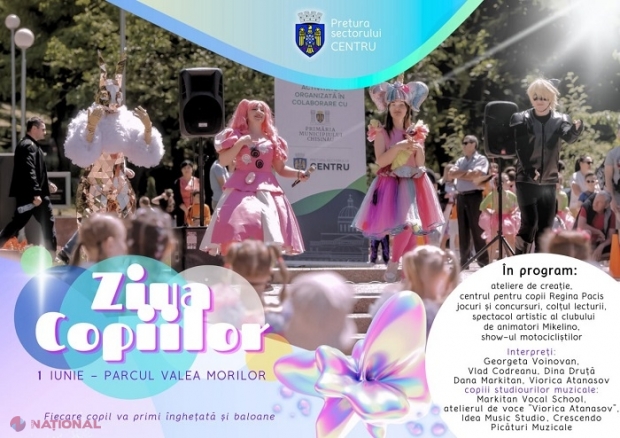 Pe 1 iunie, în Parcul „Valea Morilor”, pentru a sărbători Ziua Internațională a Copiilor: Ateliere, competiții, show cu motociclete, concerte, iar fiecare copil va primi înghețată și baloane