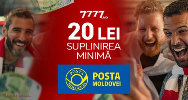 Suplinirea minimă a contului de pe 7777.md prin „Poșta Moldovei” este acum de 20 de lei