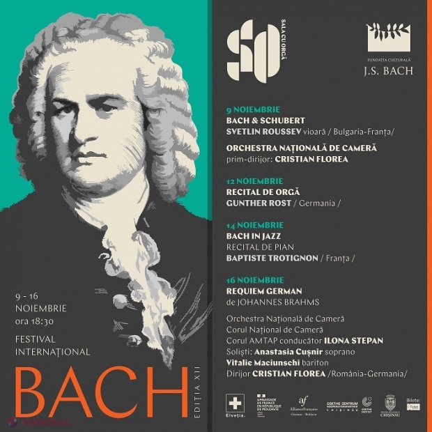 PROGRAM // Festivalul Internațional de Muzică „J.S. Bach”, la a XII-a ediție: Patru concerte cu invitați valoroși din România, Germania, Franța, Bulgaria și R. Moldova