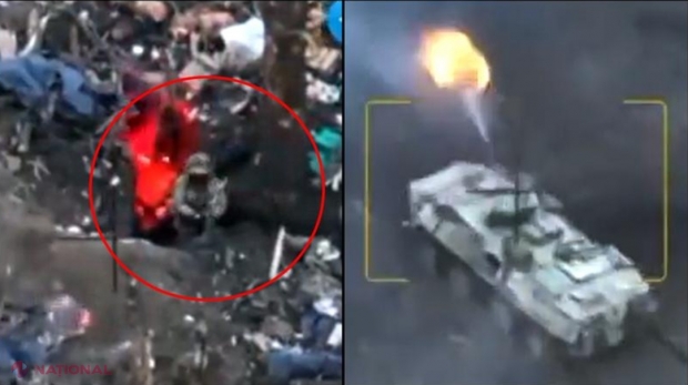 VIDEO +18 // Curajul unui soldat ucrainean, prins în tranșee de un blindat rusesc care trage asupra sa cu tot arsenalul