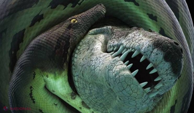 Crocodil gigantic versus şarpe uriaş