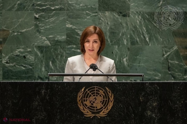 VIDEO // DISCURSUL președintelui Maia Sandu de la tribuna principală a ONU. Șeful statului a cerut RUSIEI să-și retragă „complet și NECONDIȚIONAT” trupele și ARMAMENTUL de pe teritoriul R. Moldova