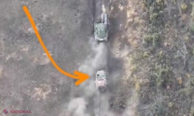 VIDEO // „A doua cea mai puternică armată a lumii”, o nouă acțiune de cascadorii râsului. Rușii și-au lovit dintr-un elicopter propriul transportor blindat, dar au prezentat atacul ca o victorie împotriva Ucrainei