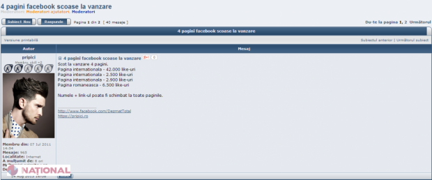 ANUNȚ // Vând pagină FACEBOOK de la 45 de euro!