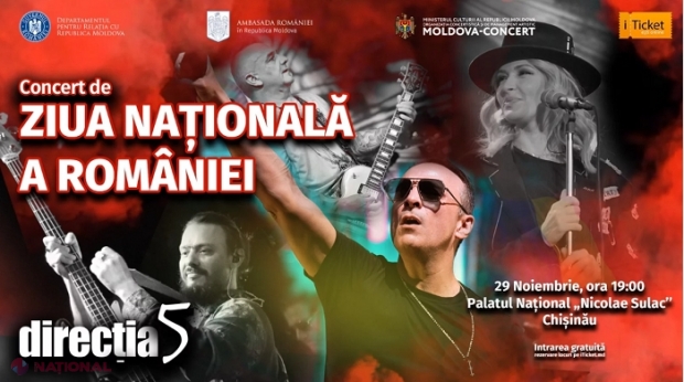 Ziua Națională a României, celebrată la Chișinău: Concert la Palatul Național, cu intrare liberă! Cine urcă pe scenă