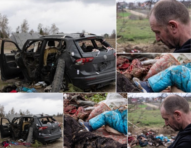 FOTO // Rușii au ÎMPUȘCAT o familie cu un băiețel de 2 ani. Mașina lor a fost bombardată în timp ce fugeau din Borodeanka