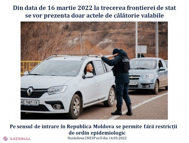 IMPORTANT! Intrarea în R. Moldova este permisă fără nicio restricție de ordin epidemiologic: Nu mai sunt necesare certificatele COVID