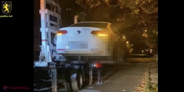 VIDEO // Un tânăr a rămas fără „Volkswagen”-ul pe care-l conducea inadecvat noaptea prin Chișinău