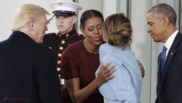 VIDEO // Donald şi Melania Trump întâmpinaţi de familia Obama pe scările Casei Albe 