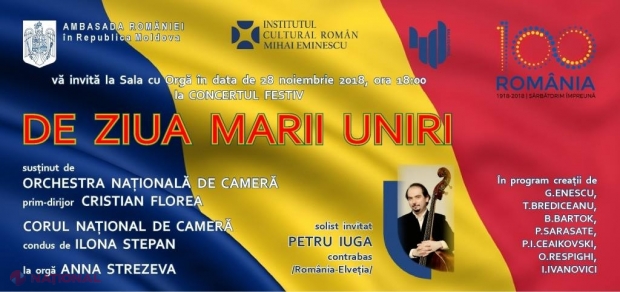 „De Ziua Marii Uniri”, concert FESTIV la Chișinău, dedicat Centenarului