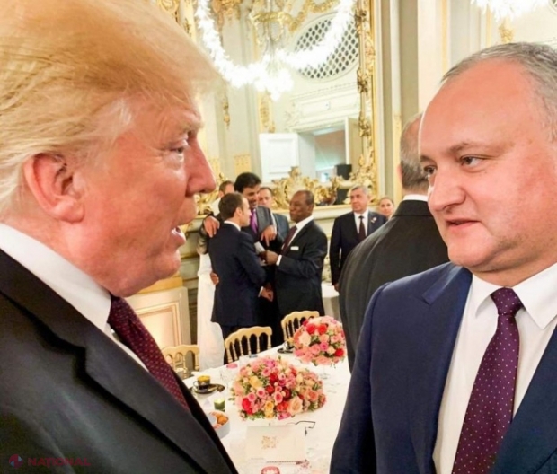 Președintele Dodon, în engleză, română și rusă: „Cu deosebită plăcere transmit cele mai calde felicitări, împreună cu sincere urări de sănătate, prosperitate și pace, președintelui SUA, Donald Trump”