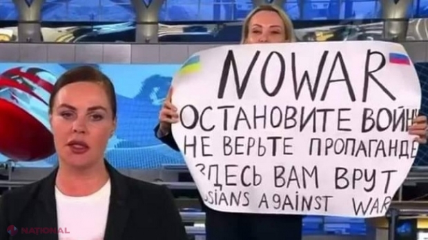 Reacția Kremlinului vizavi de curajul unei angajate de la „Pervîi Kanal” de a denunța, în prime-time, războiul declanșat de Rusia în Ucraina: „Huliganism”