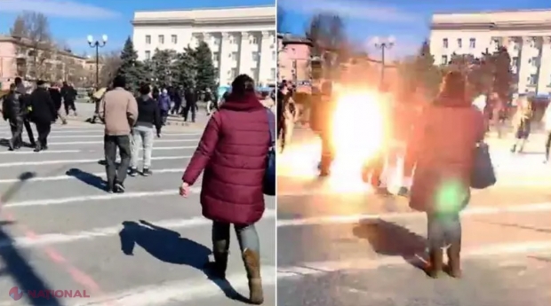 VIDEO // Trupele lui Putin au tras în civilii care protestau la Herson