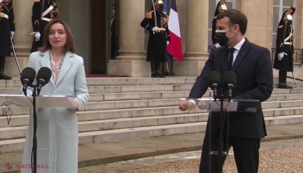 VIDEO // Maia Sandu, la Palatul Elysee: „Această vizită este foarte importantă pentru noi, o vizită care sperăm să aprofundeze colaborarea între R. Moldova și Franța”