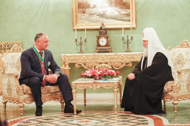 Dodon, decorat de Patriarhul rus Kirill: „Am exprimat speranța că Sanctitatea Sa ne va vizita țara în timpul imediat următor”