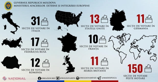 UTIL // Adresele exacte ale celor 150 de secții de votare deschise peste hotare la alegerile din 11 iulie