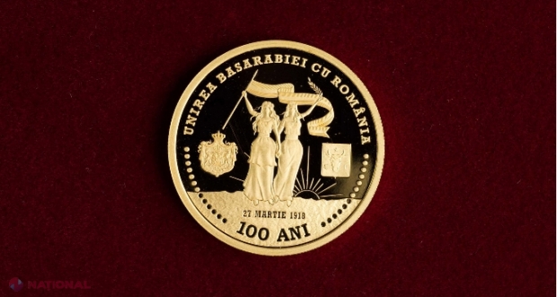 Cât costă MONEDA din aur dedicată celor 100 de ani de la Unirea Basarabiei cu România, emisă de BNM