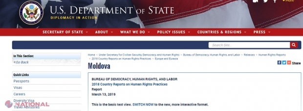Raport al Departamentului de Stat al SUA: În R. Moldova există tortură în închisori, arestări arbitrare și justiție selectivă. Andrian Candu: „De la an la an, situația este mai bună”