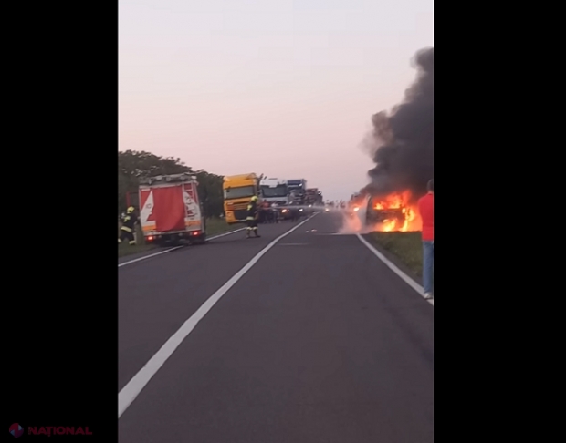 VIDEO // Un microbuz a ARS ca o TORȚĂ, pe traseul Chișinău-Leușeni