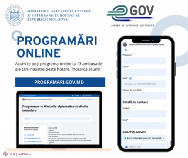 Primul portal de programări pentru servicii consulare prestate în misiunile diplomatice ale R. Moldova peste hotare, LANSAT în regim de pilotare în 13 ambasade