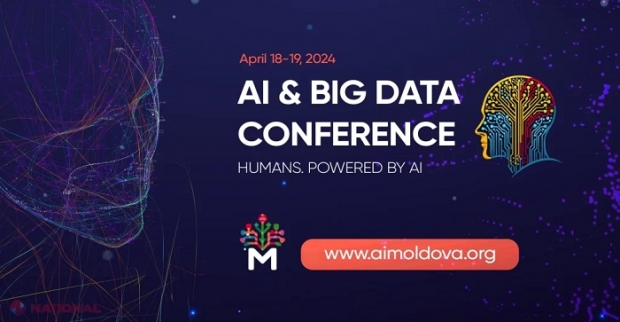 Secretarul adjunct al NATO, Mircea Geoană, și premierul Dorin Recean, la conferința „Inteligența Artificială & Big Data”, care reunește experți din opt state