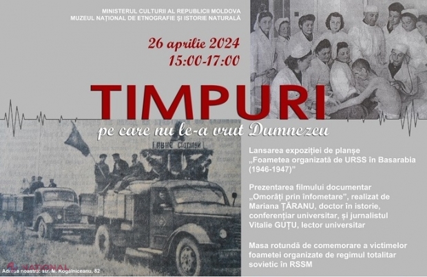 „Timpuri pe care nu le-a vrut Dumnezeu”: O expoziție dedicată foametei organizate de sovietici în Basarabia și filmul „Omorâți prin înfometare”, la Muzeul Național de Etnografie și Istorie Naturală din Chișinău