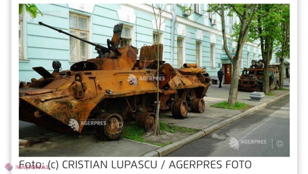 FOTO // Parada epavelor rusești. Ucrainenii au scos pe străzile din Kiev blindatele distruse ale rușilor