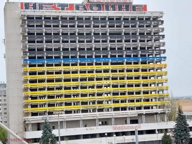 Culorile negru și oranj au DISPĂRUT de pe clădirea hotelului „Național”: Ce spune Poliția