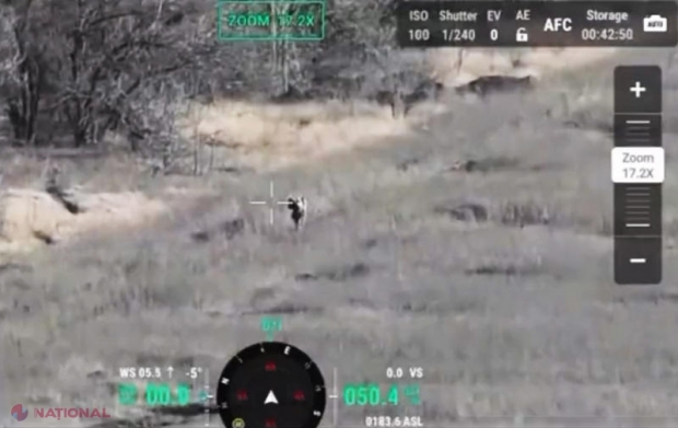 VIDEO // Ce a pățit un soldat rus, care a încercat să doboare o dronă ucraineană