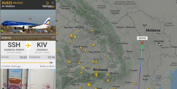 Un avion al AIR Moldova, care transportă moldoveni din Sharm el-Sheikh, va ateriza la Iași. Spațiul AERIAN al R. Moldova rămâne închis până pe 4 MARTIE