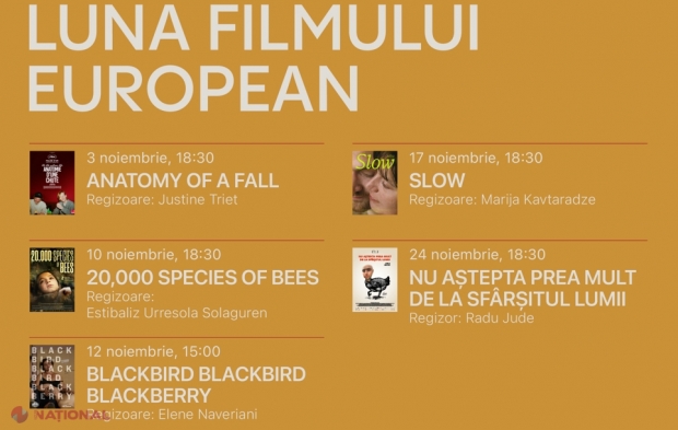„Luna Filmului European 2023”, în PREMIERĂ la Chișinău. Publicul din R. Moldova va putea urmări cele mai bune filme europene realizate în 2023, inclusiv „Anatomy of the Fall” - câștigătorul din acest an al premiului Palme d’Or