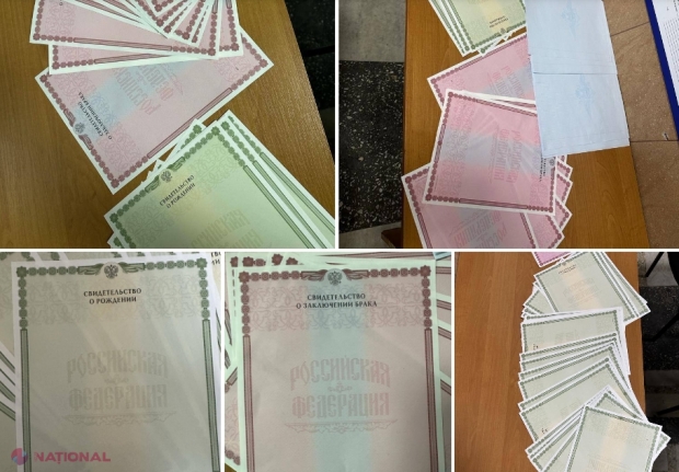FOTO // Șoferul unui microbuz a încercat să introducă în R. Moldova BLANCHETE pentru perfectarea actelor oficiale ale Federației Ruse