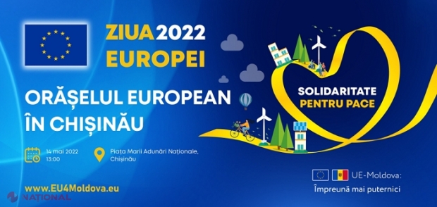 VIDEO // Ziua Europei: Piața Marii Adunări Naționale, transformată în Orășel European