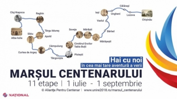 Marşul CENTENARULUI Alba Iulia - Chişinău, START pe 1 iulie: Flacăra Unirii, purtată pe jos pe o distanță de 1,3 mii de kilometri de către oameni de pe ambele maluri ale Prutului