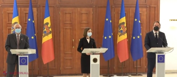 VIDEO // Președinta Maia Sandu, alături de Josep Borrell și Olivery Varhelyi: „R. Moldova va depune cerere de aderare la UE. Când și cum vom face acest lucru, o să vă informăm neapărat”