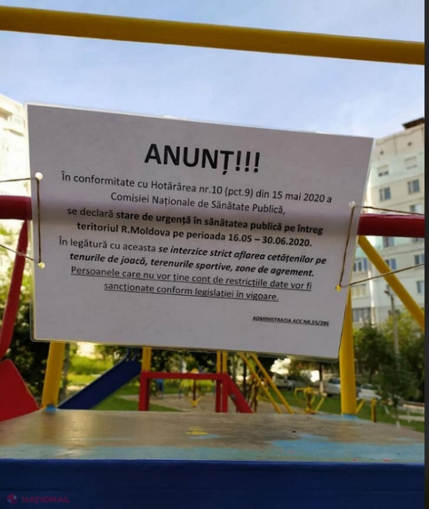 ORDIN // Terenurile de joacă din Chișinău, ÎNCHISE: „Prezintă PERICOL pentru sănătatea copiilor și există un risc mai mare de infectare cu noul coronavirus”