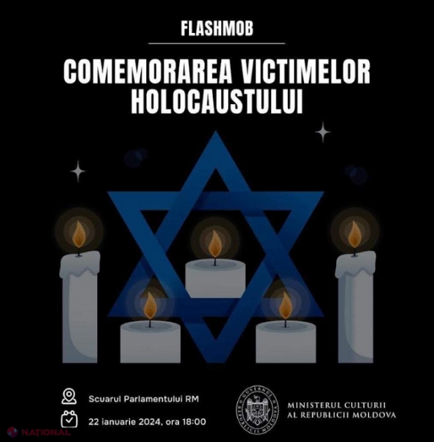 Flashmob de comemorare a victimelor Holocaustului, în fața Parlamentului R. Moldova