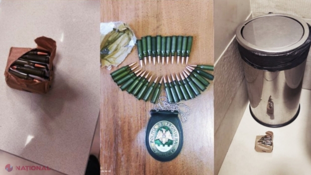 Pachet cu CARTUȘE de luptă în WC-ul Aeroportului Internațional Chișinău. Cine e proprietarul celor 30 de gloanțe dosite la toaletă