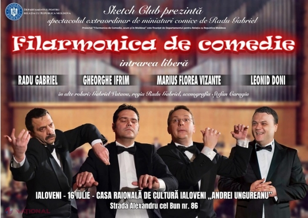 PROGRAM // „Filarmonica de comedie”: Actori consacrați din România, reprezentații gratuite în mai multe raioane din R. Moldova, începând cu 16 iulie