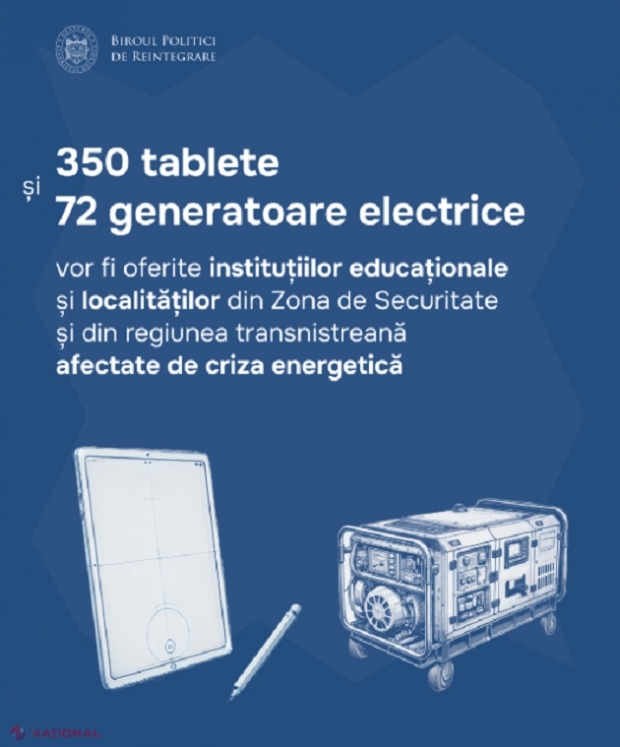 Chișinăul, gata să livreze 72 de generatoare electrice instituțiilor educaționale și sociale din Zona de Securitate, afectate de criza din stânga Nistrului, provocată de de Federația Rusă: A fost accesat Mecanismul de Protecție Civilă al UE