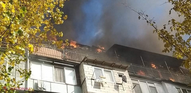 FOTO // Incendiu DEVASTATOR în sectorul Buiucani din Chișinău: Mansarda unui bloc de locuit a fost făcută SCRUM, iar numeroase familii au rămas fără locuințe