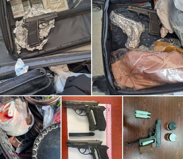 FOTO // Doi israelieni au încercat să introducă în R. Moldova trei ARME și mai multe recipiente cu bile metalice pentru acestea. Obiectele interzise au fost camuflate în folie de staniol