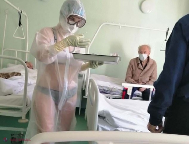 FOTO // Asistentă medicală, în bikini şi sutien în faţa pacienţilor infectaţi cu COVID-19