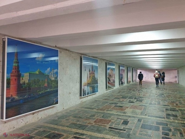 GALERIE FOTO // Motivul pentru care o trecere subterană din Chișinău a fost „înfrumusețată” cu imagini din Moscova și Kiev 