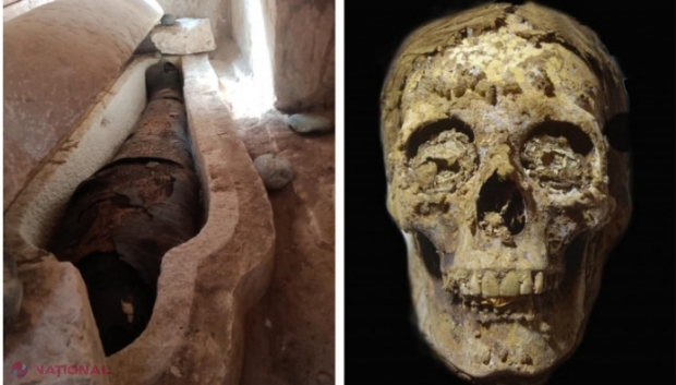 Arheologii au găsit două mumii cu limbi de aur în morminte vechi de 2.500 de ani