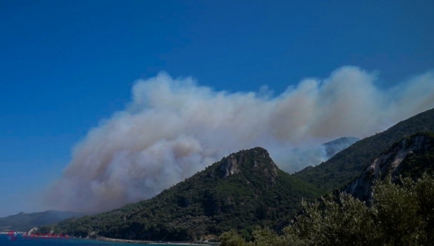 Mai multe hoteluri de pe o insulă grecească, EVACUATE din cauza unui incendiu violent