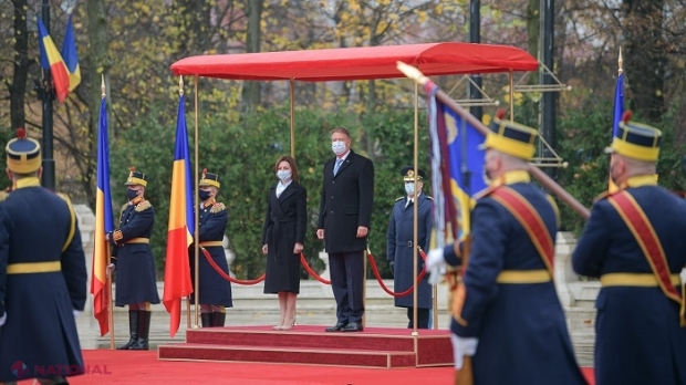 VIDEO // Președinta Maia Sandu, întâmpinată la București de către Klaus Iohannis: „Proiecte ce conectează Chișinăul cu spaţiul Uniunii Europene, prin intermediul României, pentru a aduce beneficii reale şi concrete tuturor cetăţenilor R. Moldova”
