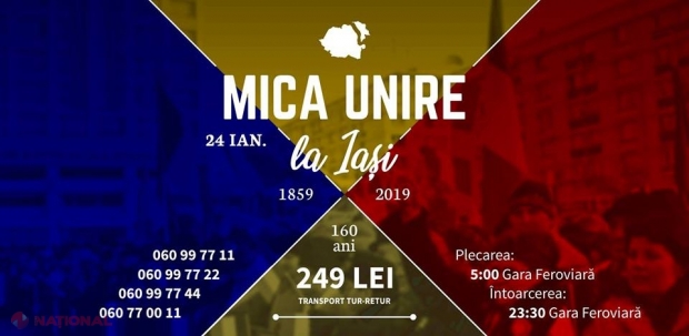 Unioniștii din R. Moldova, invitați pe 24 ianuarie la Iași, pentru a sărbători Mica Unire: Autocarele vor porni de la Chișinău